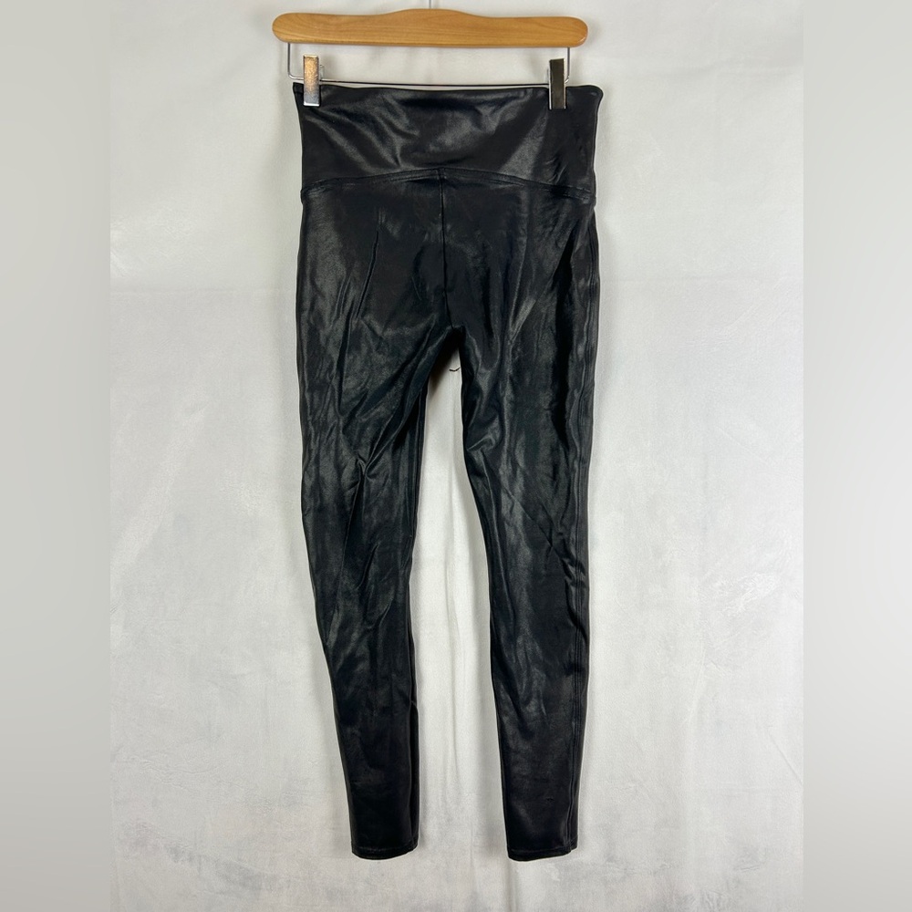 SPANX Faux Leather Leggings Size Large Black High Rise‎